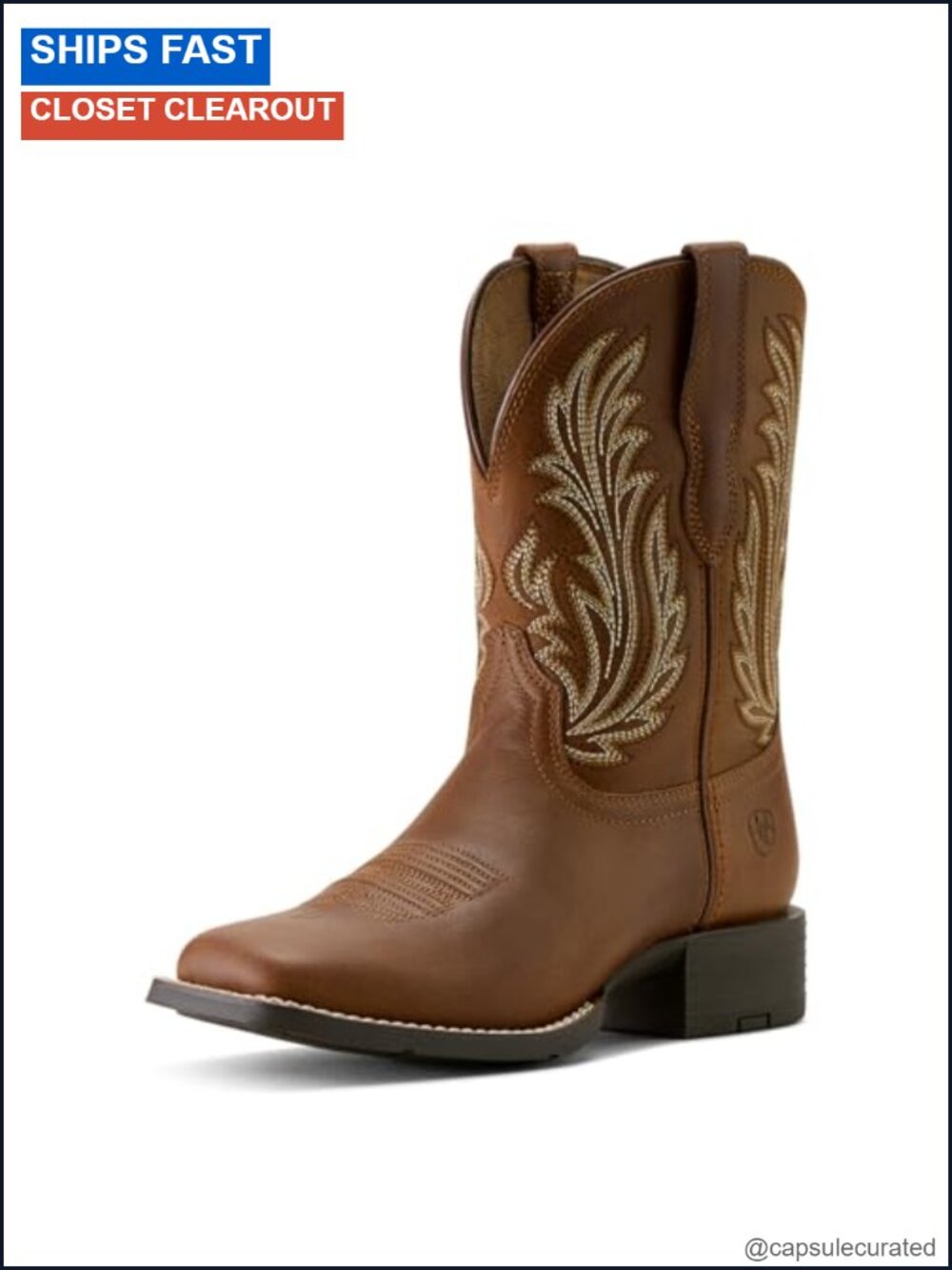 Women's Western Boots Leather Square Toe Pull-On Cowgirl Boots